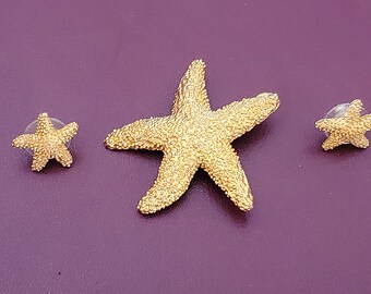 Starfish Brooch Earrings Set, Jewelry Set for Women, Sealife Jewelry Set, Tropical jewelry, Beach Jewelry