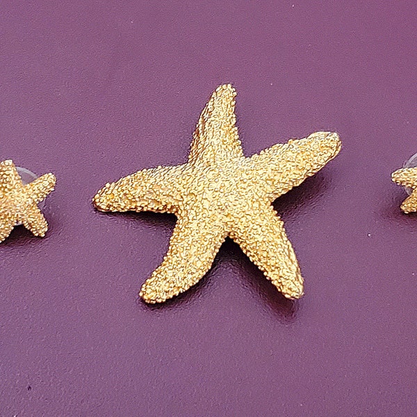 Starfish Brooch Earrings Set, Jewelry Set for Women, Sealife Jewelry Set, Tropical jewelry, Beach Jewelry