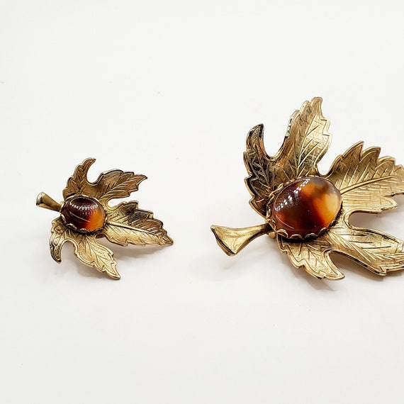 Vintage Jewelry Set for Her,  Maple Leaf Brooch S… - image 7