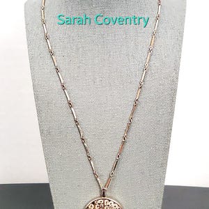 Vintage Sarah Coventry Abstract Round Pendant Goldtone Necklace, Modernist Geometric Pendant Necklace