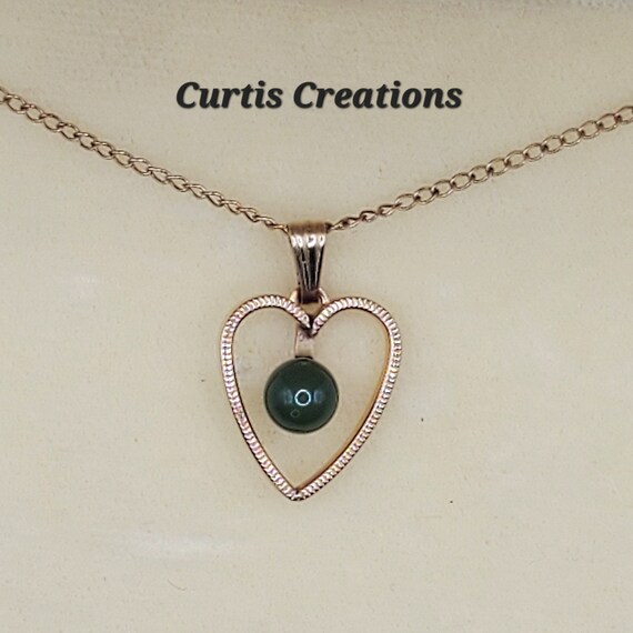 Sterling Jade Heart Pendant Necklace, Curtis Crea… - image 9
