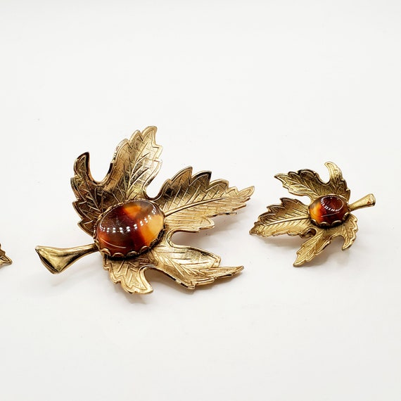 Vintage Jewelry Set for Her,  Maple Leaf Brooch S… - image 6