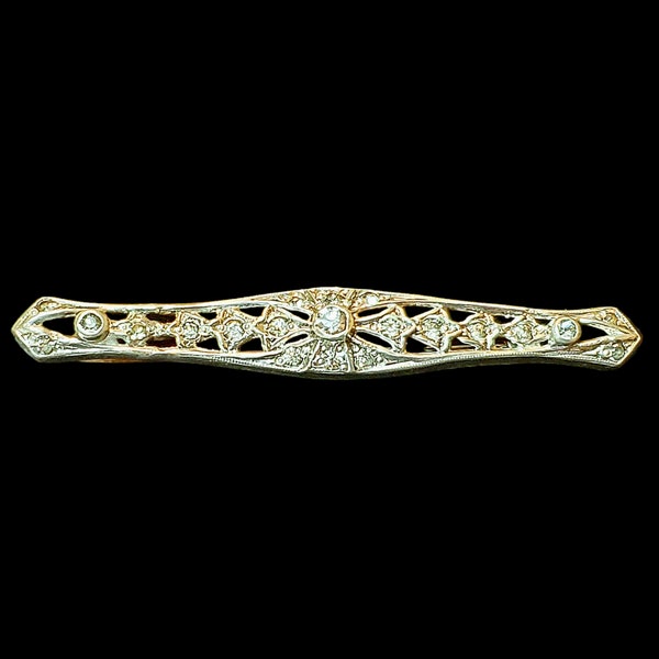 Vintage R.H. Co Bar Pin, Silver Art Deco Rhinestone Bar Pin, Vintage Signed Bar Pin