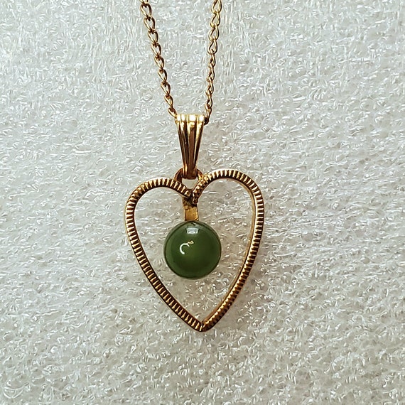 Sterling Jade Heart Pendant Necklace, Curtis Crea… - image 6