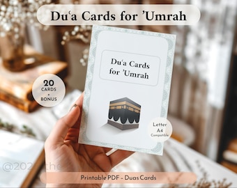 Duʿa-kort för ’Umrah – Utskrivbara islamiska kort | Stora och små Duʿa-kort | Tomma kort ingår – EN