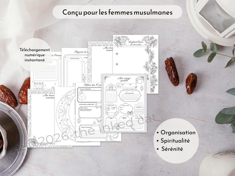 Ramadan Journal 2026 for Muslim Women French, Islamic Guided Journal, Quran Tracker, Spiritual Planner PDF Printable image 6