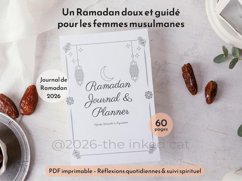 Ramadan Journal 2026 for Muslim Women French, Islamic Guided Journal, Quran Tracker, Spiritual Planner PDF Printable image 1