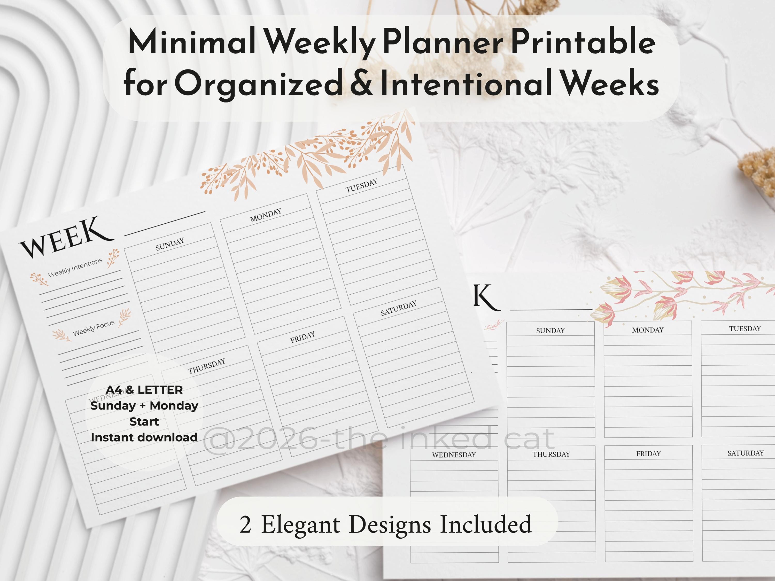 Printable Weekly Planner | Minimal Beige & Floral Design | Feminine ...