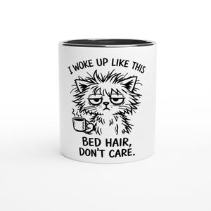 Messy-haired Grumpy Cat White 11oz Ceramic Mug with Color Inside