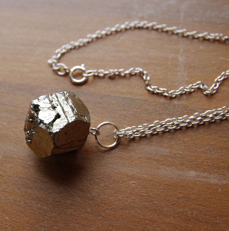Pyrite Necklace Pendant Sterling Silver Pyrite Jewelry Rustic Etsy