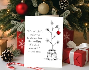 Four Card Bundle, 5x7 Minimal Christmas Greeting With Book Quote