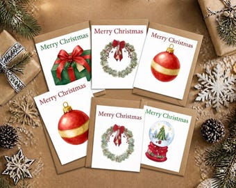 Foil Christmas Card Set, Six 6x6 Designs with Red and Green Finish