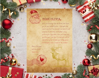 Personalized Santa Letter, A4 Foil Finish Keepsake with Custom Name, Choice of Coloured Envelope