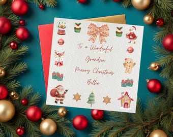 Personalised Hammered Cardstock Christmas Card, Name Festive Keepsake
