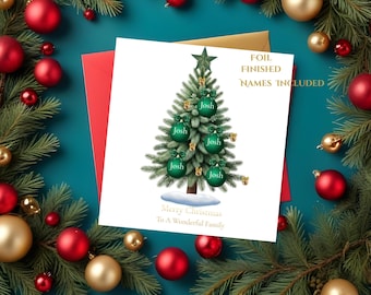 Custom Family Card with Foil Finish, Personalized Names for Holiday Greetings