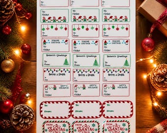 Christmas Labels, Pack of 27 Self-Adhesive Gift Stickers with Matte Finish