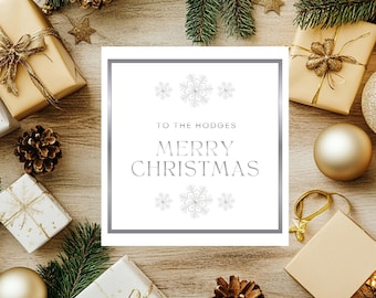 Custom Name Card, Personalized Christmas with Foil and Pearl Finish