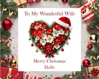 Christmas Card, Personalised Husband or Wife with Foil Finish