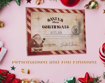 Personalised Santa Nice List Certificate, Custom Name, Choice of Coloured Envelope