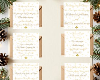 Christmas Song Cards, Set of 6 with 80s Lyrics and Gold Foil