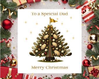 Golf Christmas Card, Personalised Foil Finish 6 x 6 Inch