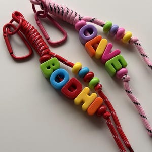 Personalized Paracord Name/Names Keychain, Custom Backpack Tag, Acrylic Letter Beads Bag Charm