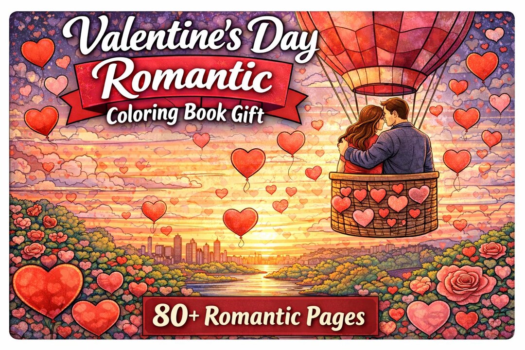 Valentines Day - 80+ Pages Coloring Book Gift for Your Partner - Etsy