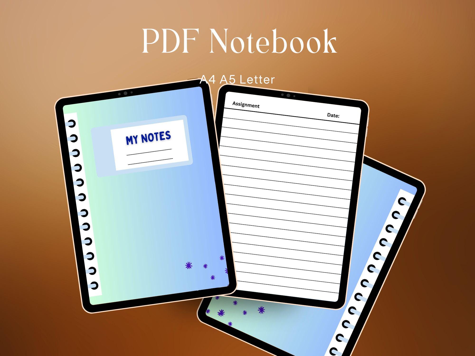 School Notebook.pdf Printable Notebook PDF | A4 A5 Letter | Digital Lined Notebook for ...