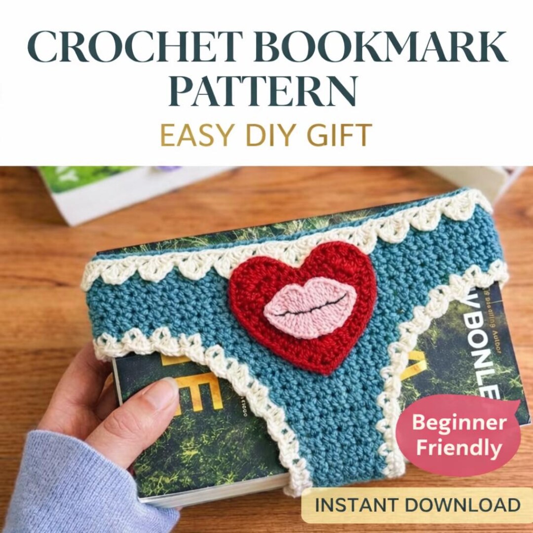 Crochet Bookmark Pattern – Teal Heart Applique, Beginner PDF (digital ...