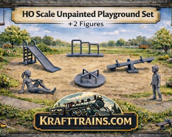 Ongeverfde speeltuin HO met figuren – 1:87 modelspoorbaan van hars