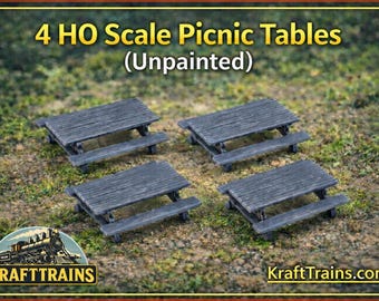 Picknicktafels schaal HO (set van 4) – ongeverfd modelspoorlandschap