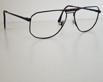 Óculos de grau/sol vintage Rodenstock Stefan em metal preto, estilo aviador, fabricados na Alemanha. Designer Eyewear #953