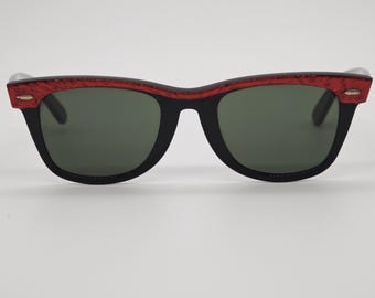 Gafas de sol vintage Ray-Ban BL Electric Red Wayfarer de acetato, fabricadas en EE. UU. por Bausch & Lomb. Gafas de diseño #X153