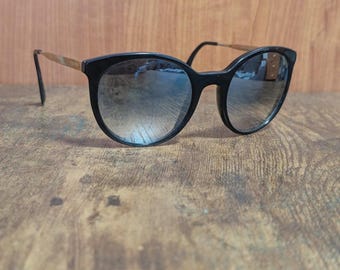 Óculos de sol Prada SPR 17S 1AB-0A7 ovais em acetato/metal, fabricados na Itália, tamanho 53/21 #X154