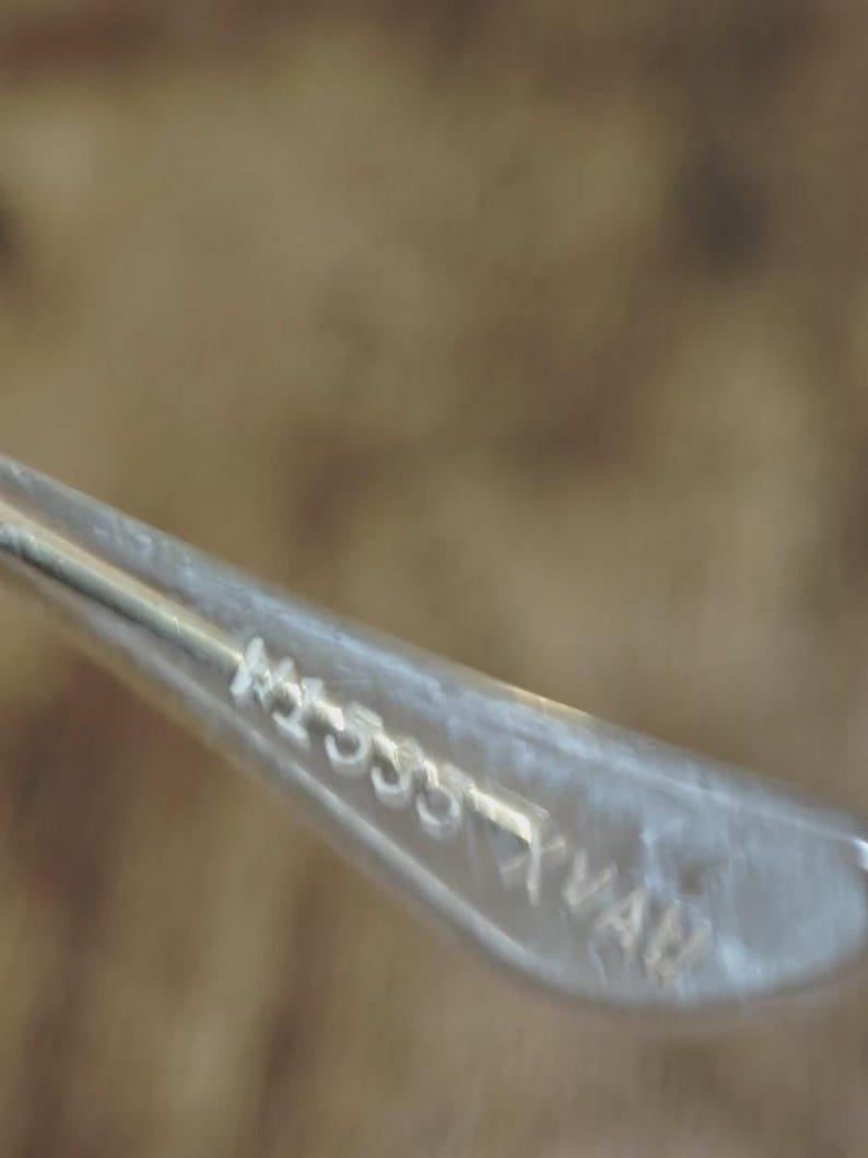 May include: Close-up of a silver eyeglass frame arm with the etched text "H5555 XVAH". The frame is slightly out of focus against a blurred background, highlighting the text.