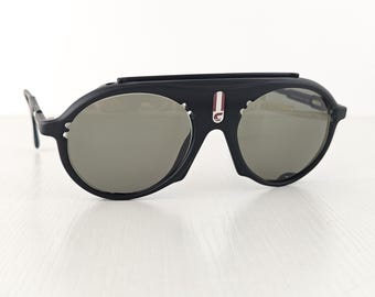 Occhiali da sole da aviatore vintage Carrera 5436 in acetato nero, fabbricati in Austria #K137