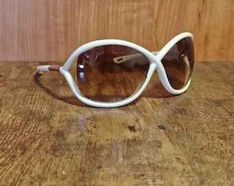 Tom Ford Whitney Oval Acetate Sunglasses, White, Made in Italy (64/14)