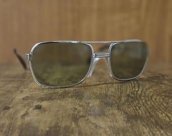 Vintage NOS Metaflex Silver Sunglasses | Deadstock German eyewear Made in Germany | Minimalist Retro Metal sunglasses #1065