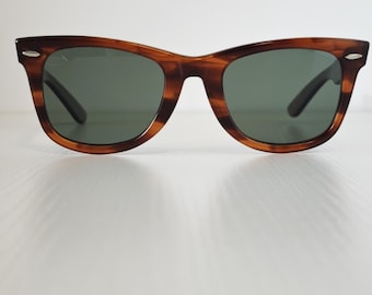 Vintage Ray Ban BL bruine acetaat Wayfarer-zonnebril gemaakt in de VS. 50/22. Designerbrillen #117