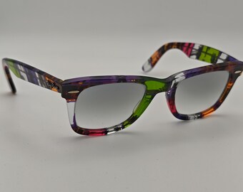 Gafas de sol Ray-Ban RB 2140 Serie Especial Wayfarer multicolor de acetato, fabricadas en Italia, 50/22