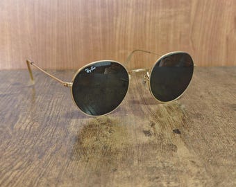 New Vintage B&L Ray Ban Classic Round Metal Black G-15 Grey 49mm