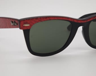 Vintage Ray Ban BL Electric Red acetate Wayfarer sunglasses made in USA by bausch and lomb. Designer Eyewear #X153