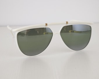 Gafas de sol vintage Yves Saint Laurent 8633 de acetato blanco, fabricadas en Francia. Gafas de diseño exclusivas. N.º 705