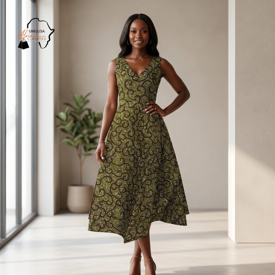 olive green print dress Baltic Born Womens Laurel Midi Dress | Olive Floral main image 1