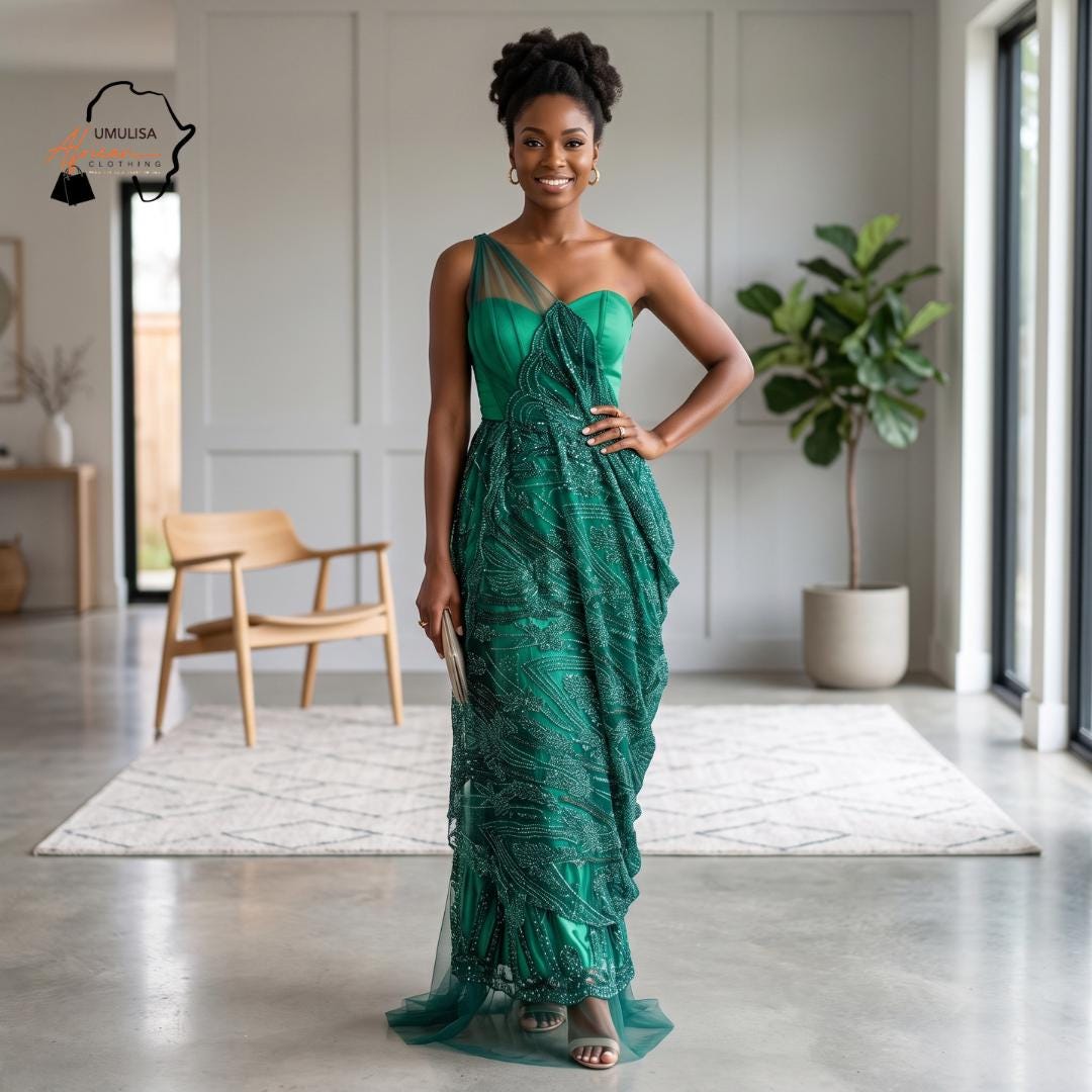 Emerald Green One Shoulder Dress