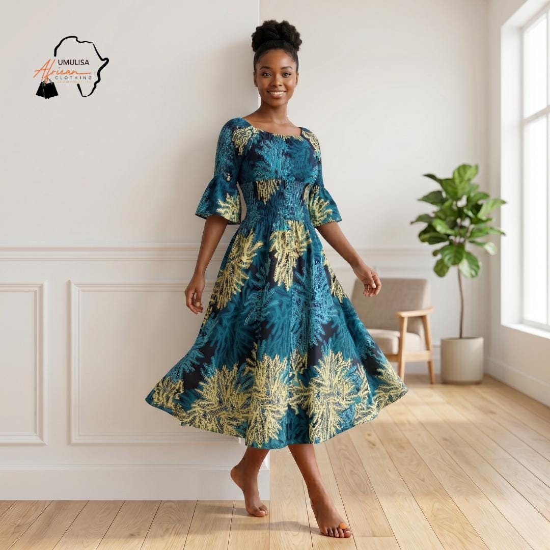 knee length dresses for ladies Short Sleeve Gathered Sideseam Midi Dress L main image 1