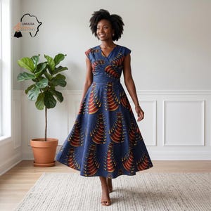 African Print Fit and Flare Dress - Etsy African Print Fit and Flare Dress - Etsy