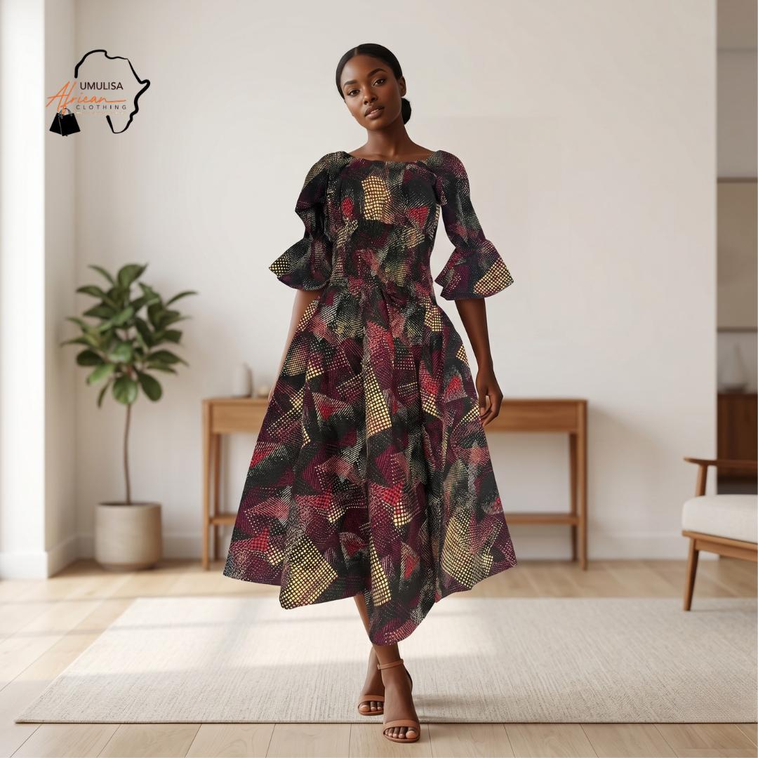 burgundy fit and flare dress Burgundy fit and flare long chiffon dress 5101 main image 1