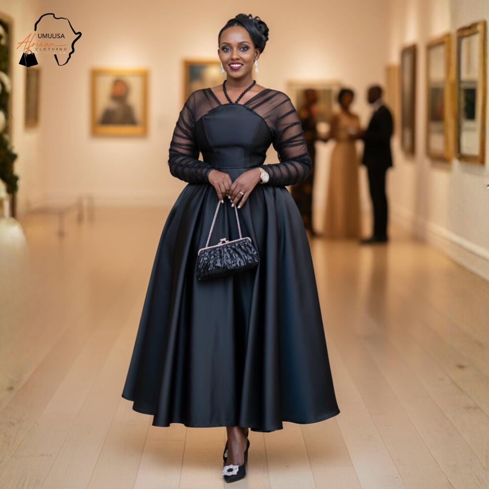 green emerald velvet dress Long-Sleeve Modest Long Formal Dress with Beads Black / 10