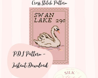 Patrón de punto de cruz de El lago de los cisnes: elegante diseño de ballet (patrón PDF)